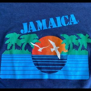 Vintage Men’s Jamaica Single Stitch Large V-Neck Navy T-Shirt